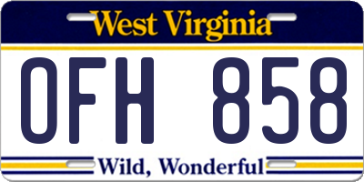 WV license plate OFH858