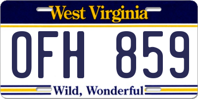 WV license plate OFH859