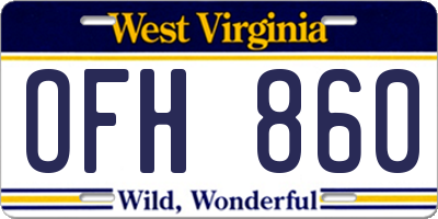 WV license plate OFH860