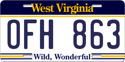 WV license plate OFH863