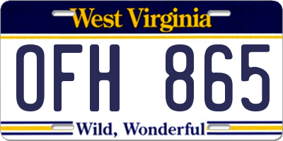 WV license plate OFH865