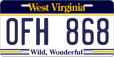 WV license plate OFH868