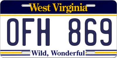WV license plate OFH869