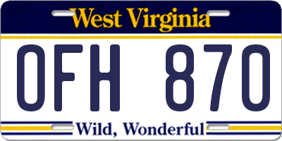 WV license plate OFH870