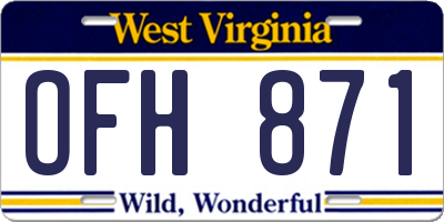 WV license plate OFH871