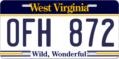 WV license plate OFH872