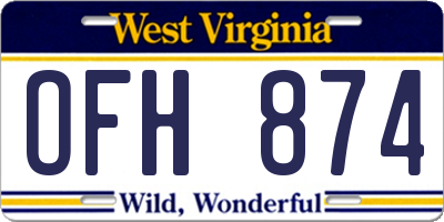 WV license plate OFH874