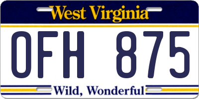WV license plate OFH875