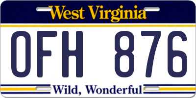 WV license plate OFH876