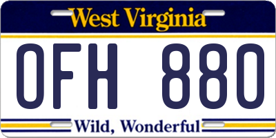 WV license plate OFH880