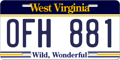 WV license plate OFH881