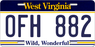 WV license plate OFH882