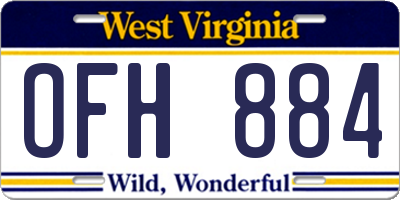 WV license plate OFH884