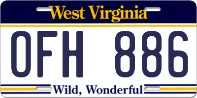 WV license plate OFH886