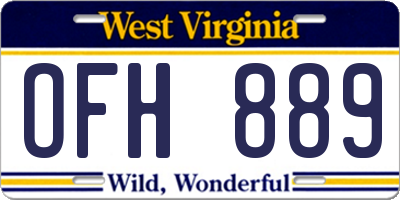 WV license plate OFH889