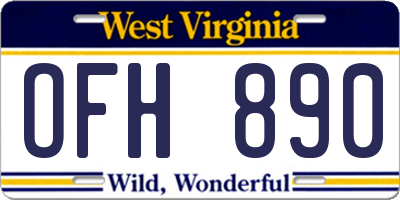 WV license plate OFH890