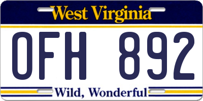 WV license plate OFH892