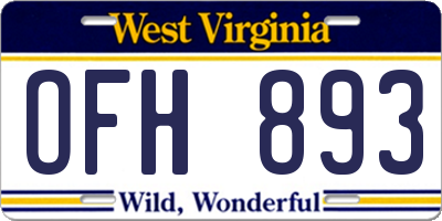 WV license plate OFH893