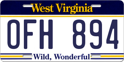 WV license plate OFH894