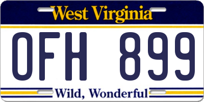 WV license plate OFH899