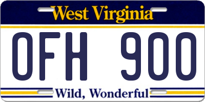 WV license plate OFH900