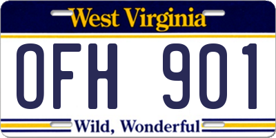WV license plate OFH901