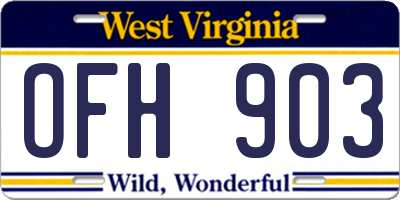 WV license plate OFH903