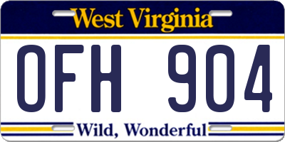 WV license plate OFH904