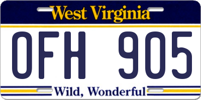 WV license plate OFH905