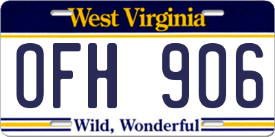 WV license plate OFH906