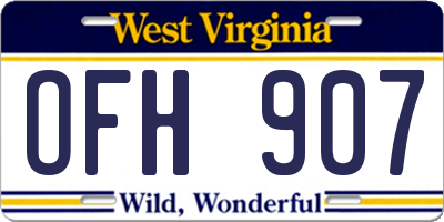 WV license plate OFH907