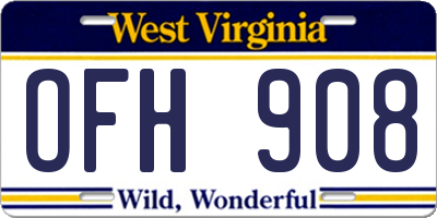 WV license plate OFH908