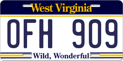 WV license plate OFH909