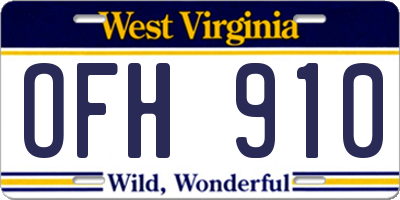 WV license plate OFH910