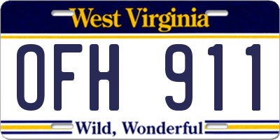 WV license plate OFH911