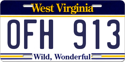 WV license plate OFH913