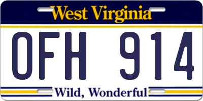 WV license plate OFH914