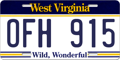 WV license plate OFH915