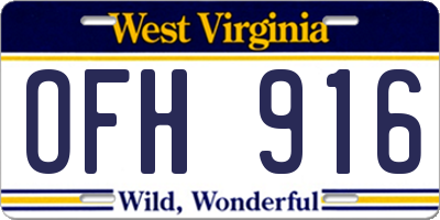 WV license plate OFH916
