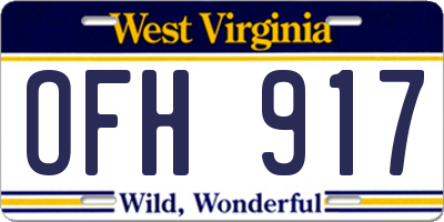 WV license plate OFH917