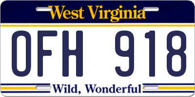 WV license plate OFH918