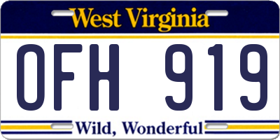 WV license plate OFH919