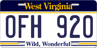 WV license plate OFH920