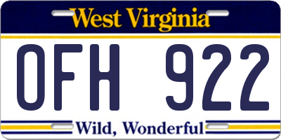 WV license plate OFH922