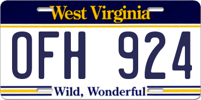 WV license plate OFH924