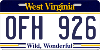 WV license plate OFH926
