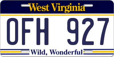 WV license plate OFH927