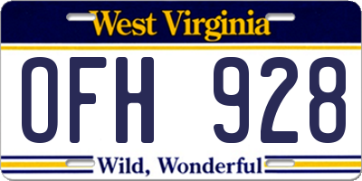 WV license plate OFH928