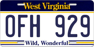 WV license plate OFH929