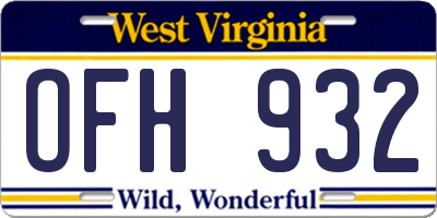 WV license plate OFH932